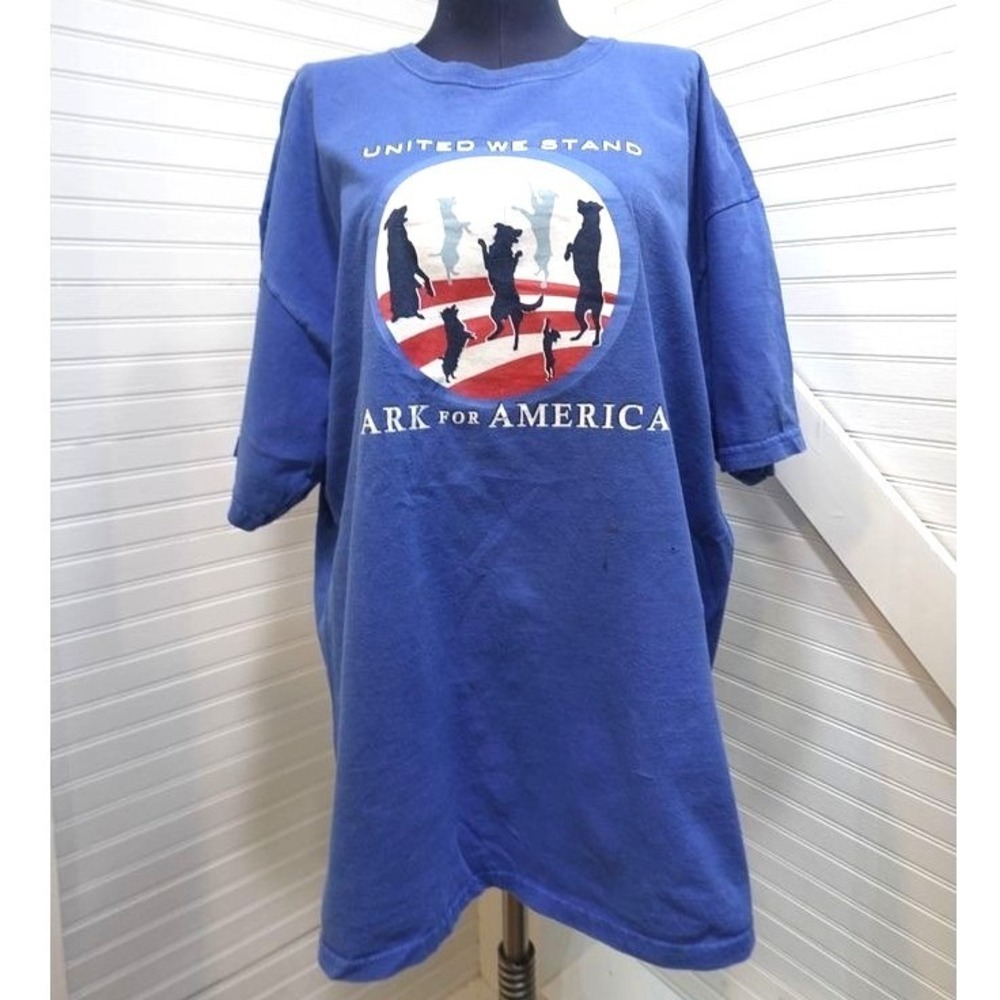 Vintage Dog is Good T-shirt Mens XL Blue Bark for America Funny Patriotic Tee